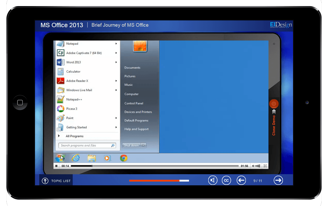 EI Design Mobile Learning Strategy Application Simulation
